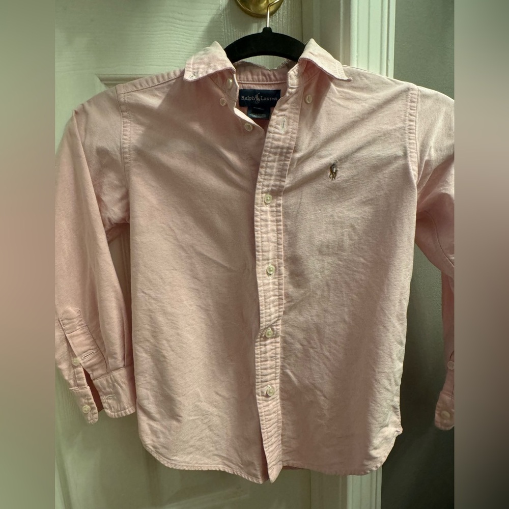 Ralph Lauren boys 5T long sleeve light pink polo